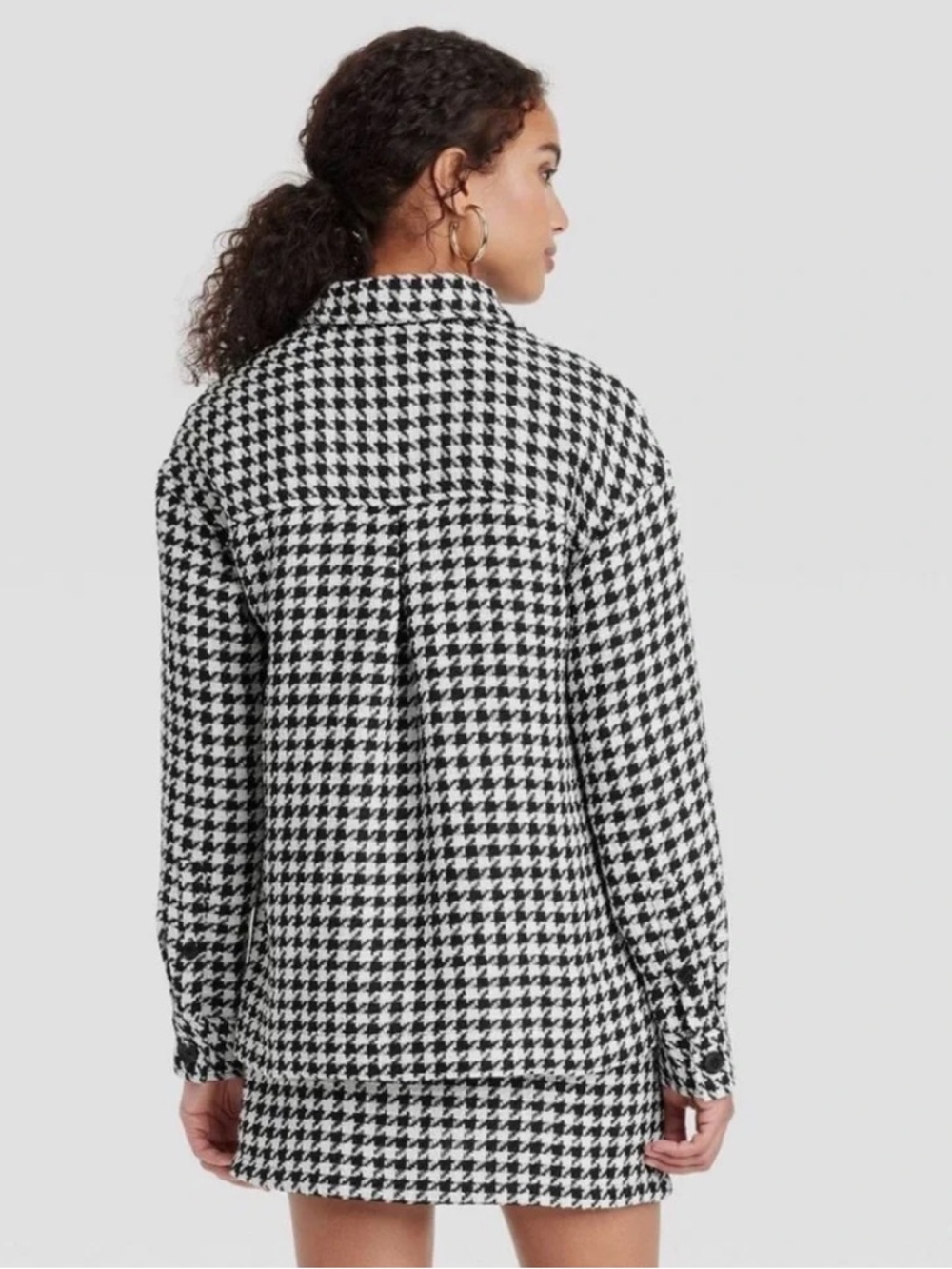 A New Day Black/Cream Houndstooth Button Down Jacket - Picture 3 of 9